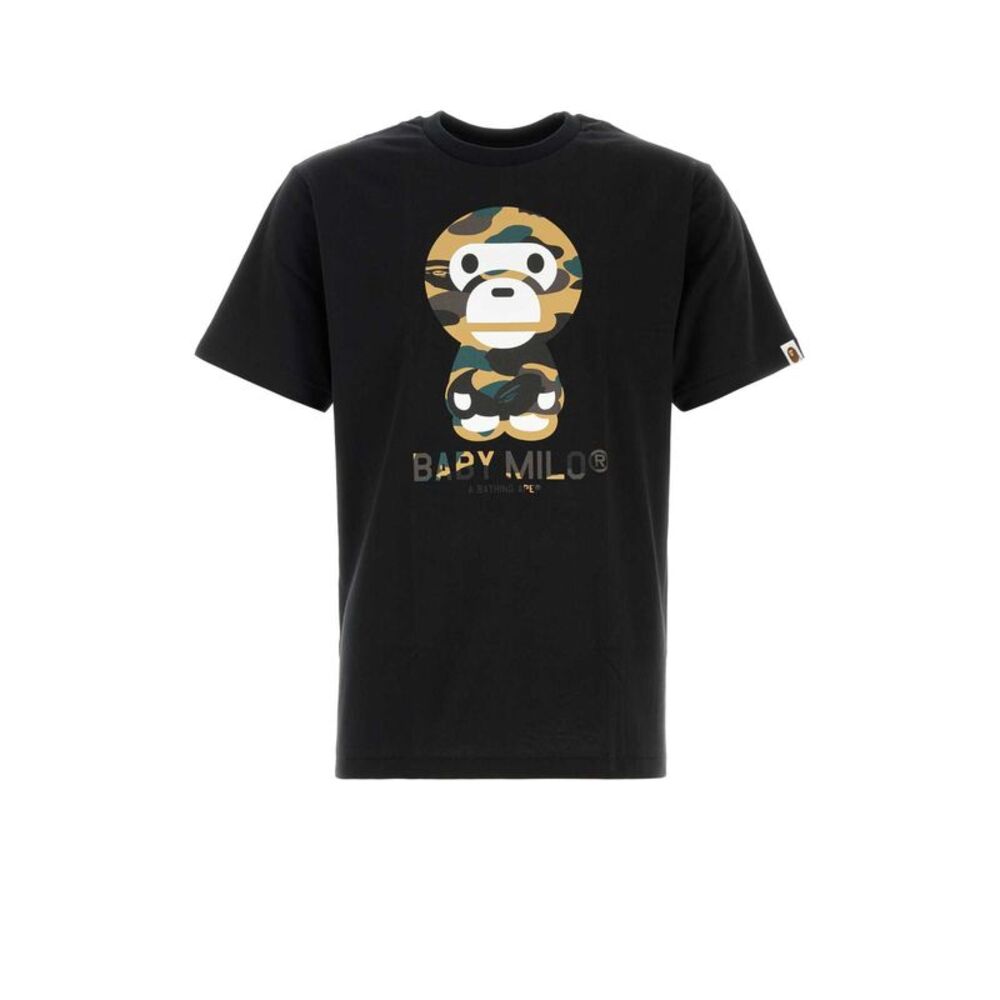 Bape Men Black Cotton 1St Camp Baby Milo T-Shirt